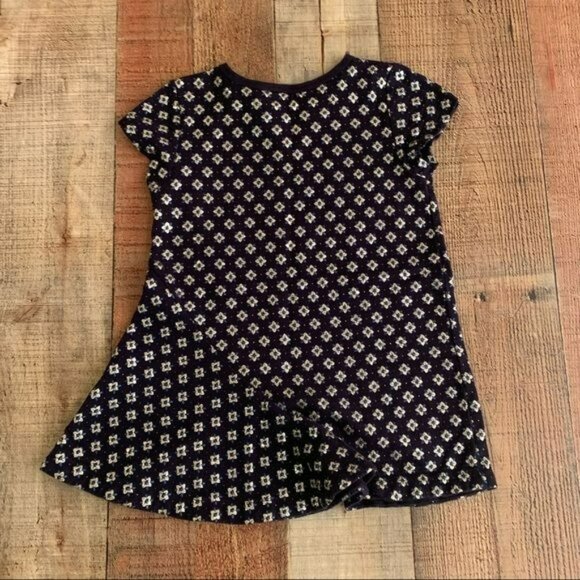Crewcuts Dress 2T Navy Blue with silver metallic flowers - Picture 5 of 5